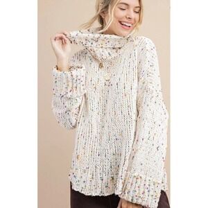 Kori America Women's Cream Confetti Knit Turtleneck Pullover‎ Sweater M/L